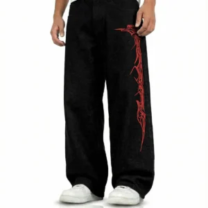 Veins Black Baggy Jeans